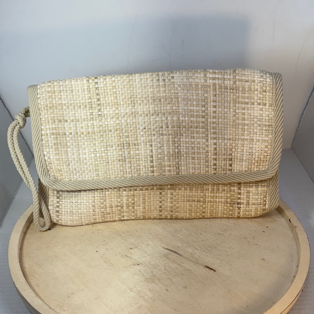 Mister Ernest Vintage Cream /TanWoven Envelope Clutch